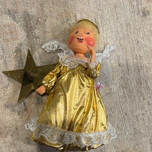 Annalee Vintage Gold Angel with Star Tree Topper